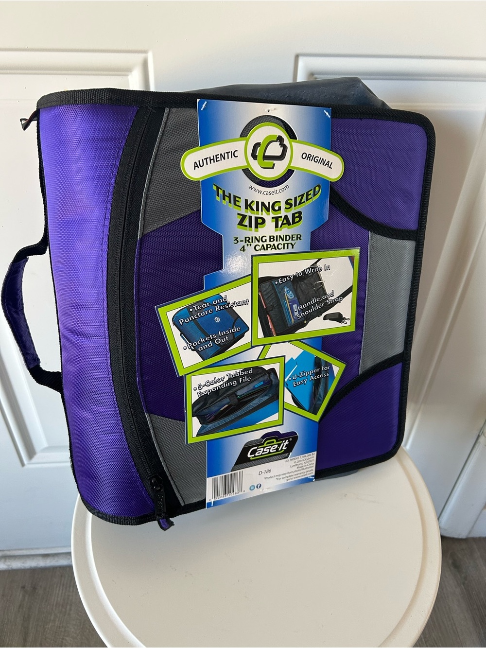 Case-it King Sized Zip Tab 3-Ring Binder - Purple & Gray